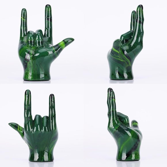 Emerald Green Modern Art Hand I Love Your Gesture Sculpture Home Decor - Picture 7 of 7